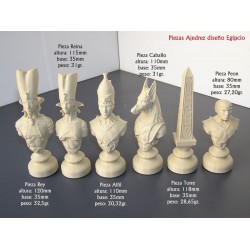 Piezas de Ajedrez estilo Egipcio fabricadas con impresora 3D plomadas